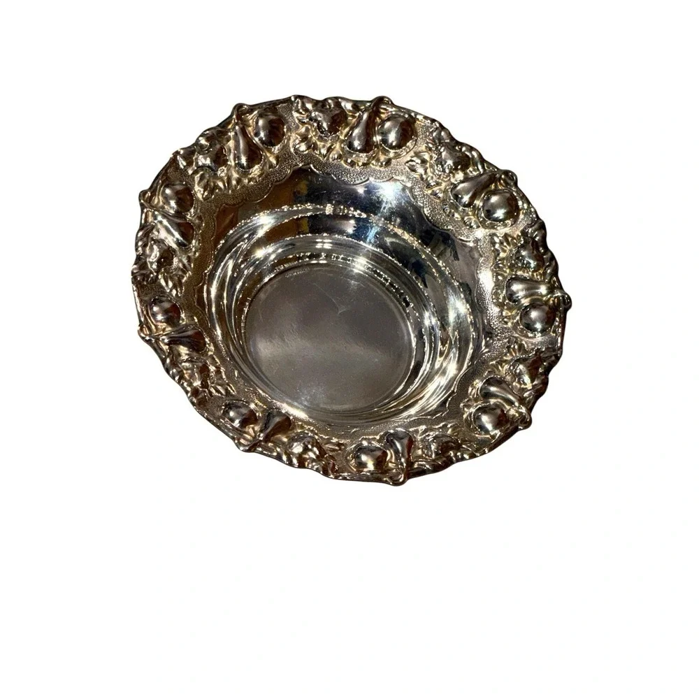 Hazorfim Israel Sterling Silver Footed Bowl 7 inch – Fruit Motif 925